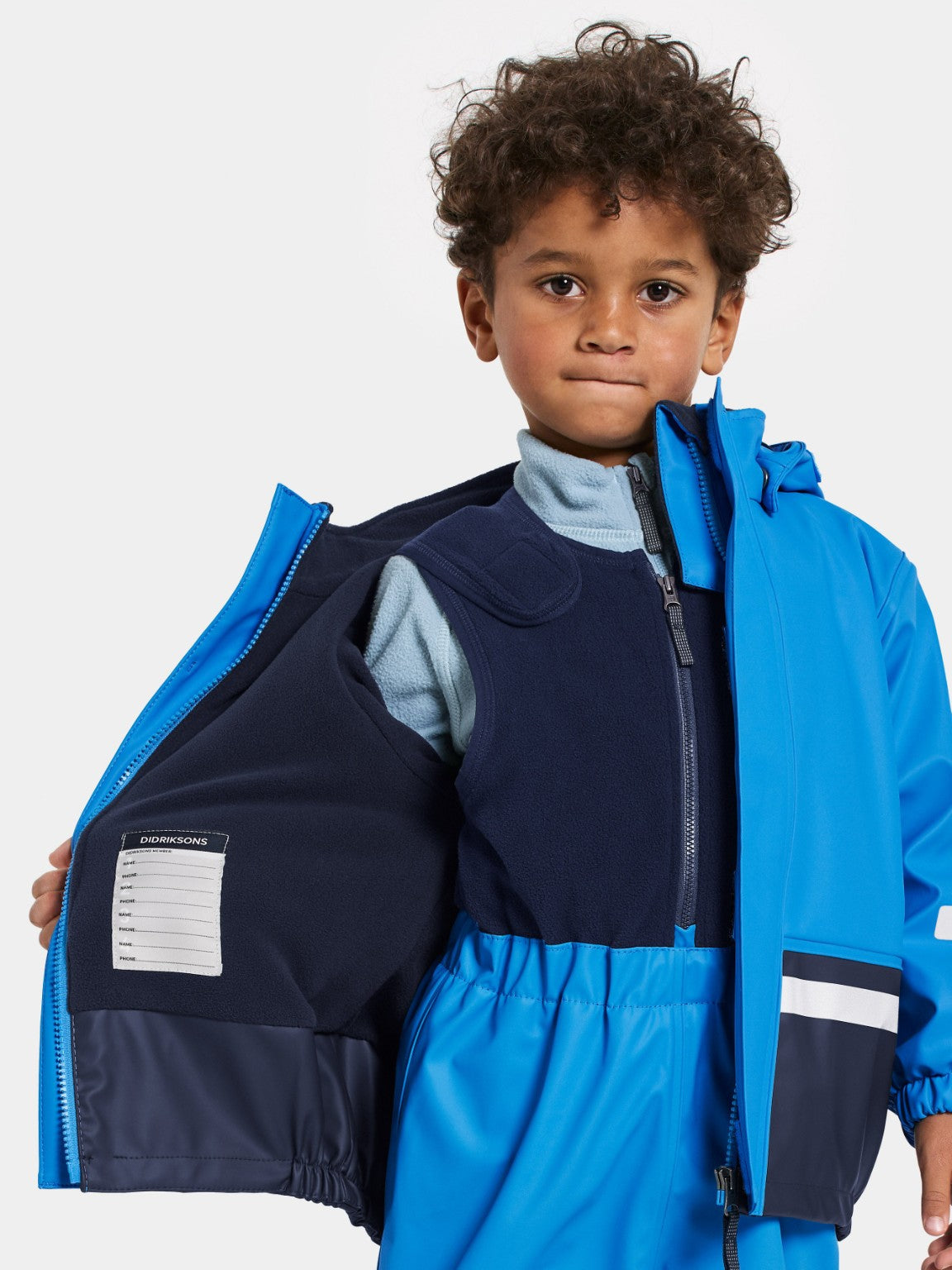 Didriksons Boardman Kids Set – Sharp Blue, fleece lining