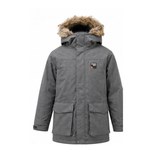 Sprayway Sebastian Boys Parka — Chrome (grey), AI-assisted front-view illustration