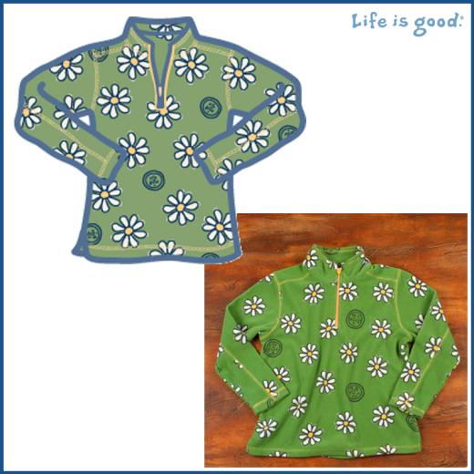 Life is Good Adorable Microfleece - Daisy on Green
