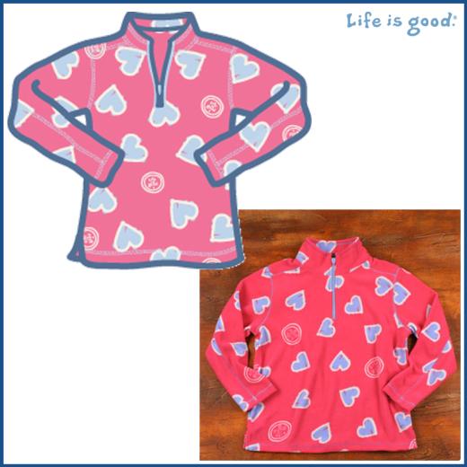 Life is Good Adorable Microfleece - Heart on Dark Pink